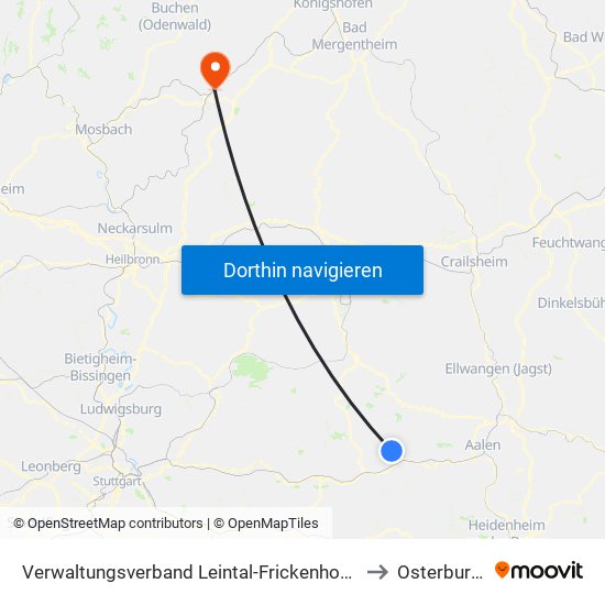 Verwaltungsverband Leintal-Frickenhofer Höhe to Osterburken map
