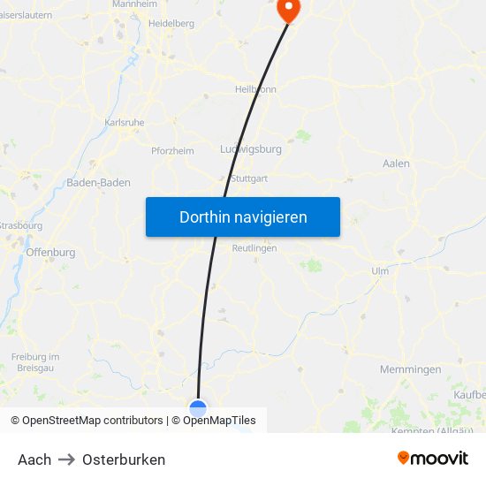 Aach to Osterburken map