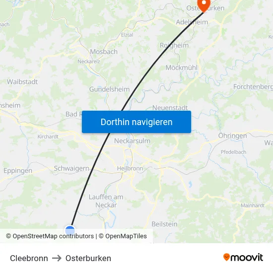 Cleebronn to Osterburken map