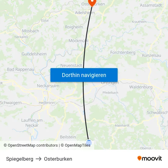 Spiegelberg to Osterburken map