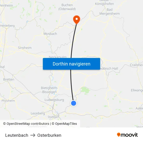 Leutenbach to Osterburken map