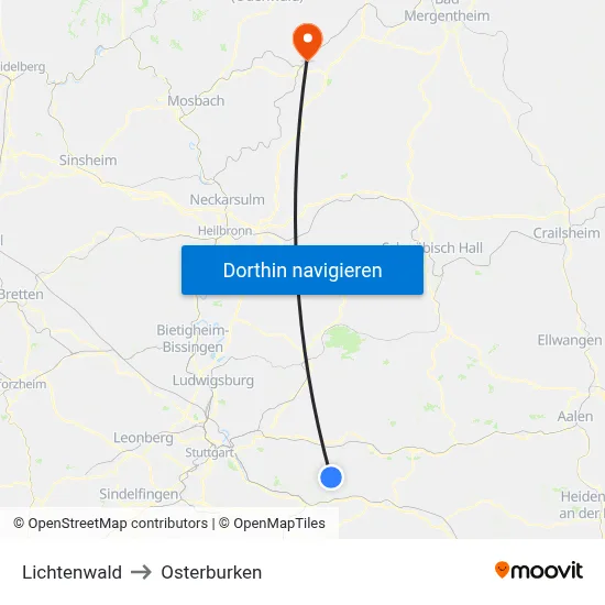 Lichtenwald to Osterburken map