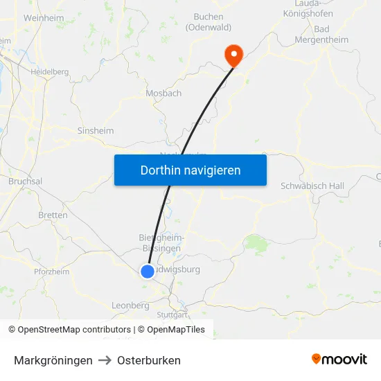 Markgröningen to Osterburken map