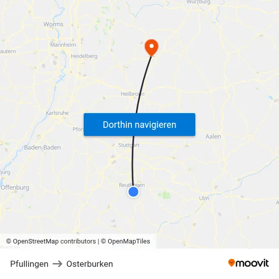 Pfullingen to Osterburken map