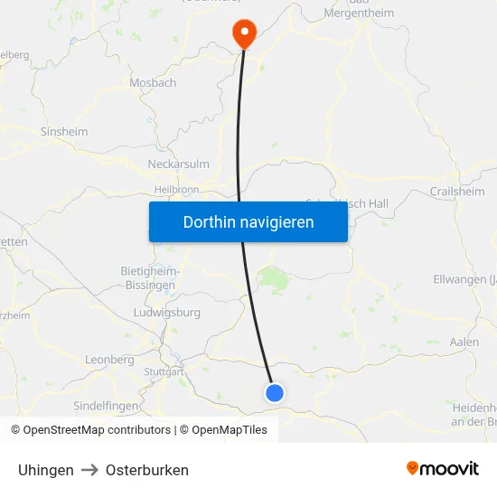 Uhingen to Osterburken map