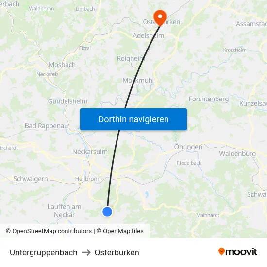 Untergruppenbach to Osterburken map