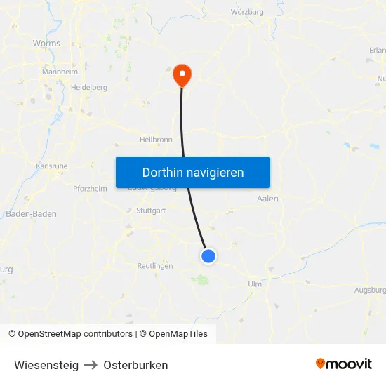 Wiesensteig to Osterburken map