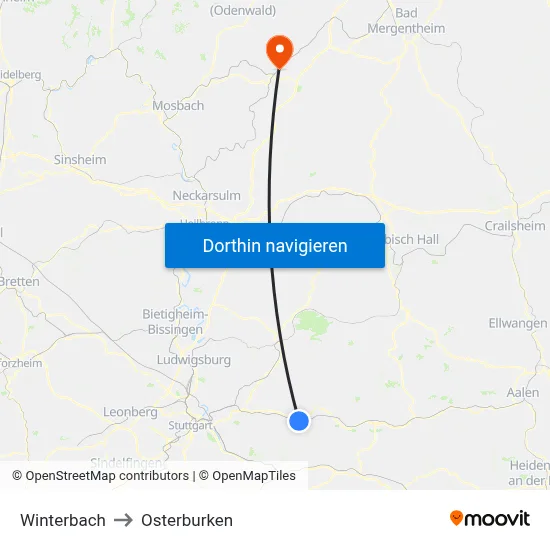 Winterbach to Osterburken map