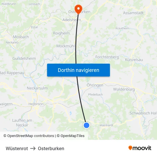 Wüstenrot to Osterburken map