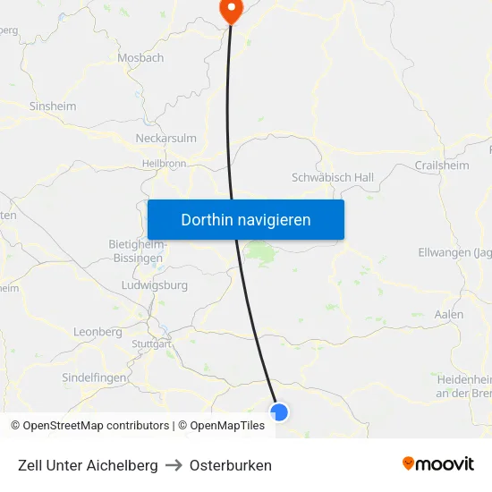 Zell Unter Aichelberg to Osterburken map
