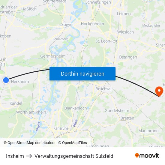 Insheim to Verwaltungsgemeinschaft Sulzfeld map