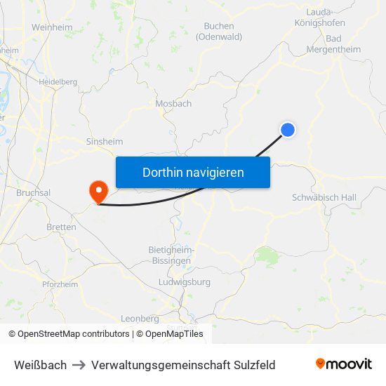 Weißbach to Verwaltungsgemeinschaft Sulzfeld map