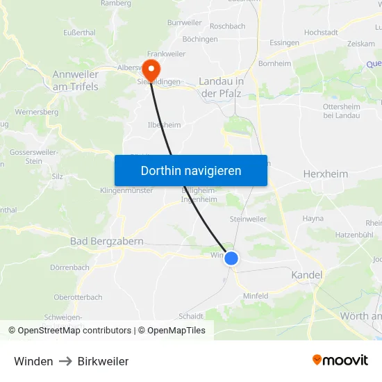 Winden to Birkweiler map