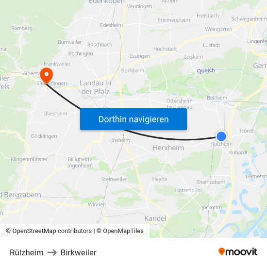Rülzheim to Birkweiler map