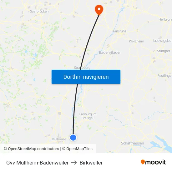 Gvv Müllheim-Badenweiler to Birkweiler map