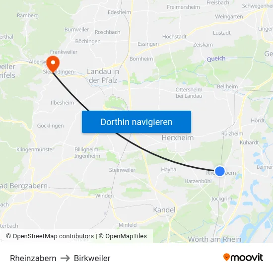 Rheinzabern to Birkweiler map