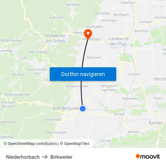 Niederhorbach to Birkweiler map