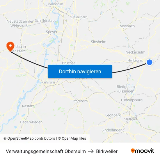 Verwaltungsgemeinschaft Obersulm to Birkweiler map