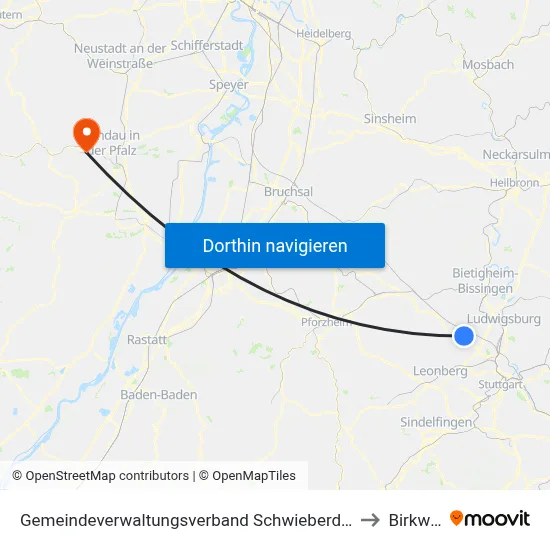 Gemeindeverwaltungsverband Schwieberdingen-Hemmingen to Birkweiler map