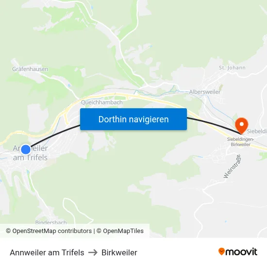 Annweiler am Trifels to Birkweiler map