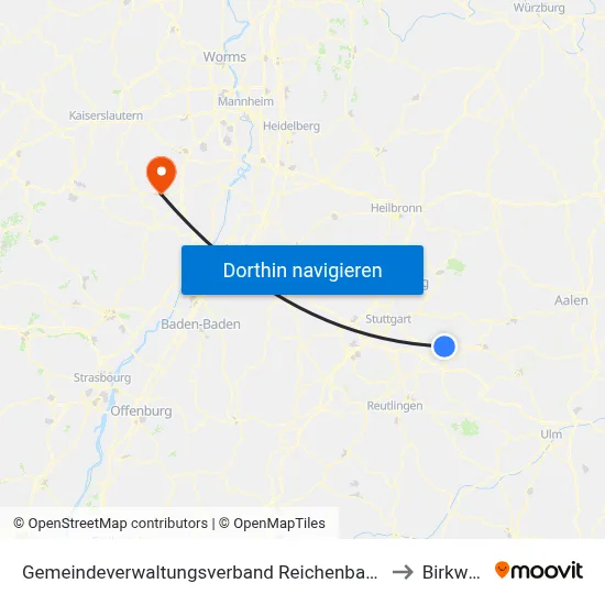 Gemeindeverwaltungsverband Reichenbach An Der Fils to Birkweiler map