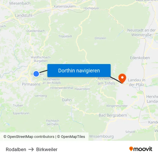 Rodalben to Birkweiler map