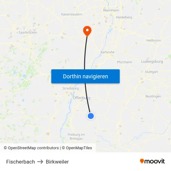 Fischerbach to Birkweiler map