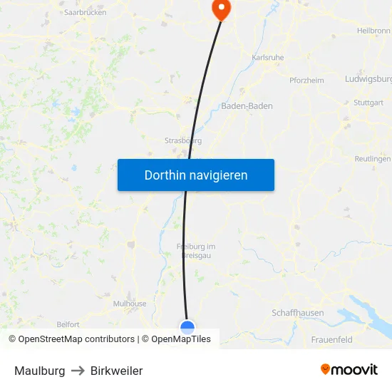 Maulburg to Birkweiler map
