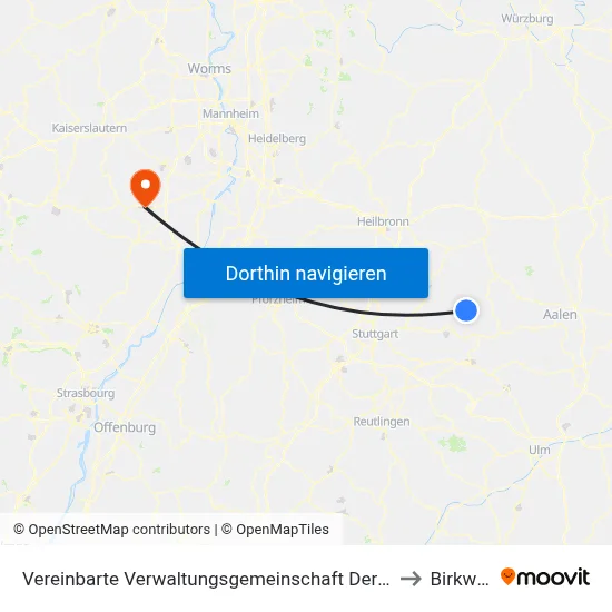 Vereinbarte Verwaltungsgemeinschaft Der Stadt Welzheim to Birkweiler map