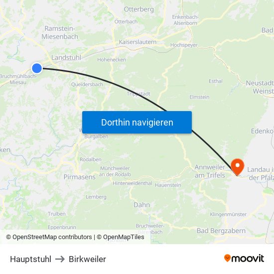 Hauptstuhl to Birkweiler map