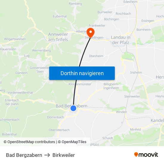 Bad Bergzabern to Birkweiler map