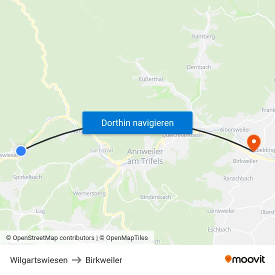 Wilgartswiesen to Birkweiler map