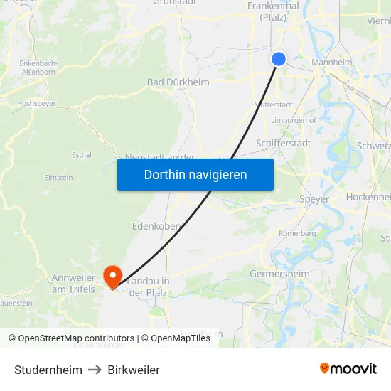 Studernheim to Birkweiler map