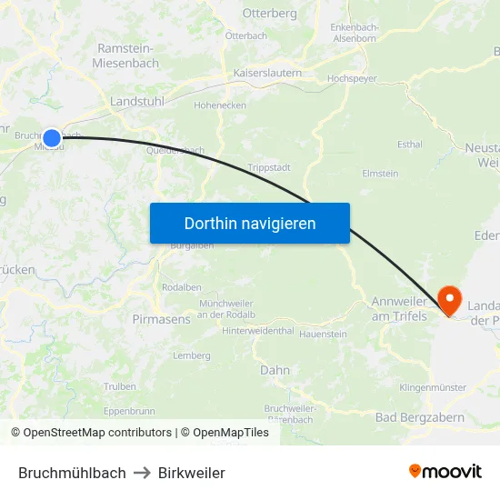 Bruchmühlbach to Birkweiler map