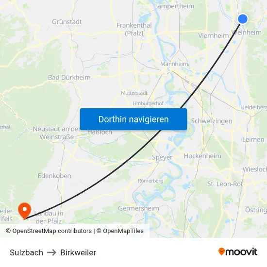 Sulzbach to Birkweiler map