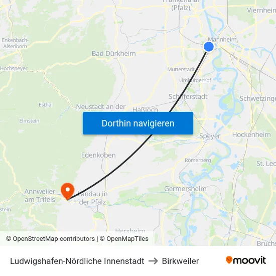Ludwigshafen-Nördliche Innenstadt to Birkweiler map