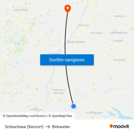 Schluchsee (Kernort) to Birkweiler map