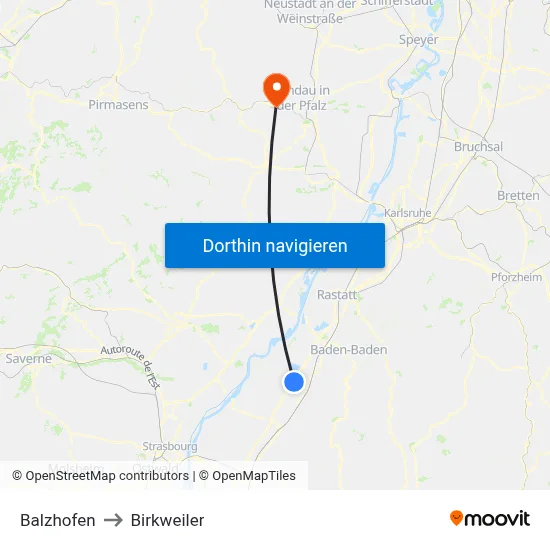 Balzhofen to Birkweiler map