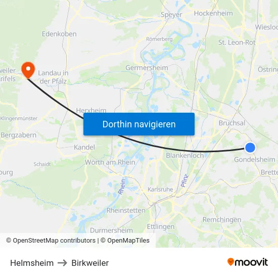 Helmsheim to Birkweiler map