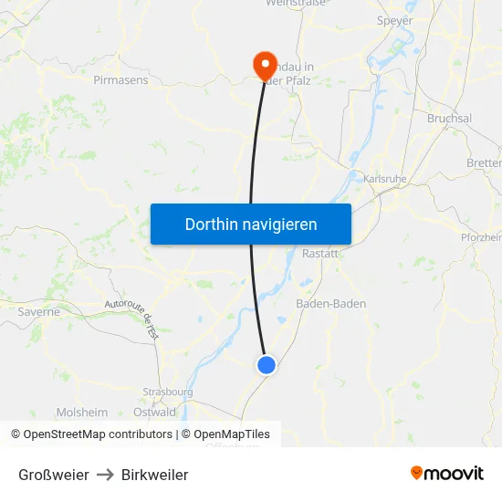 Großweier to Birkweiler map