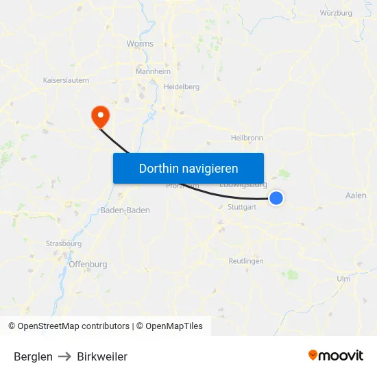 Berglen to Birkweiler map