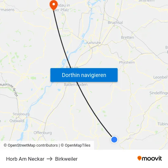 Horb Am Neckar to Birkweiler map