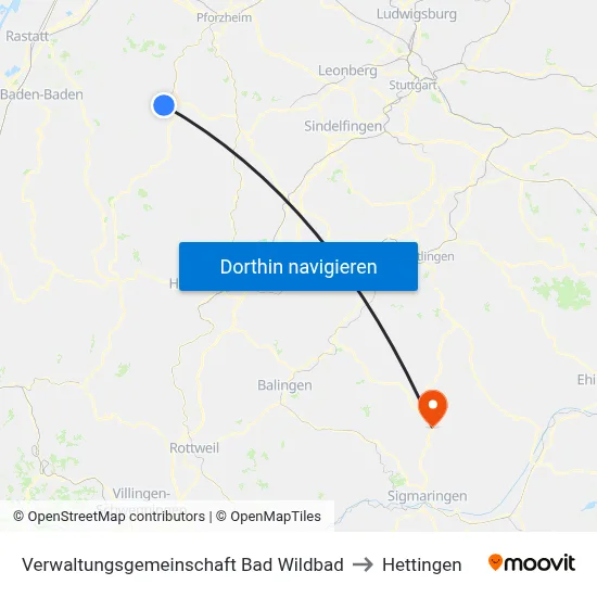 Verwaltungsgemeinschaft Bad Wildbad to Hettingen map