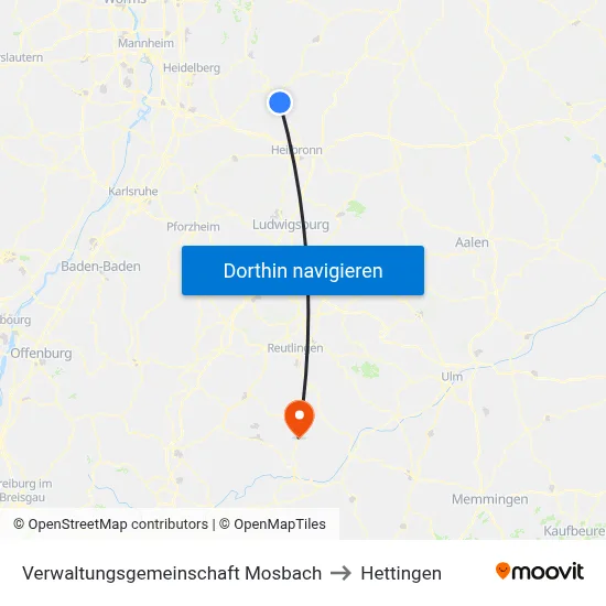 Verwaltungsgemeinschaft Mosbach to Hettingen map