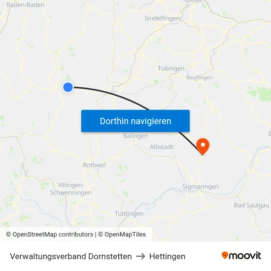 Verwaltungsverband Dornstetten to Hettingen map