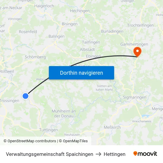 Verwaltungsgemeinschaft Spaichingen to Hettingen map