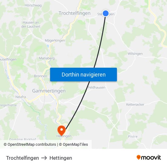 Trochtelfingen to Hettingen map