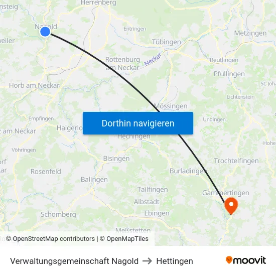 Verwaltungsgemeinschaft Nagold to Hettingen map