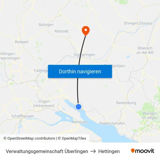 Verwaltungsgemeinschaft Überlingen to Hettingen map