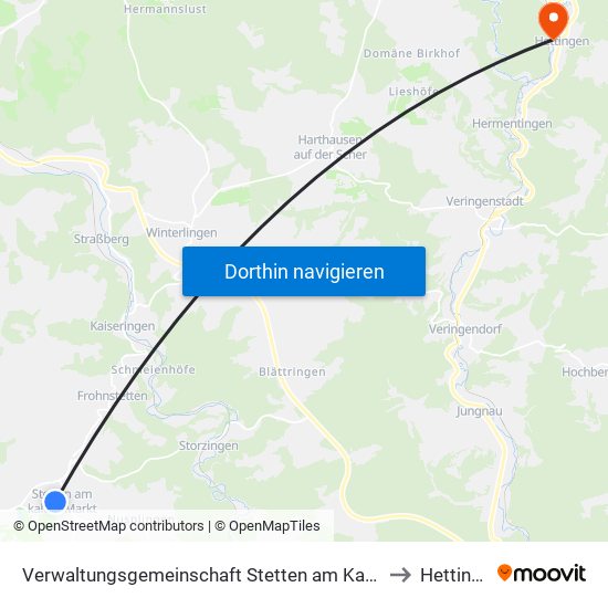 Verwaltungsgemeinschaft Stetten am Kalten Markt to Hettingen map